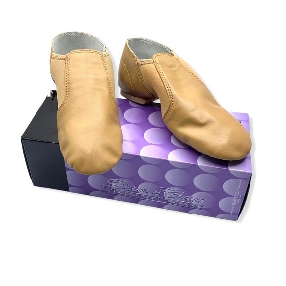 Dance Class Split Sole Jazz Boot Leather Dance Shoes 5 Spandex Inserts Caramel - Picture 8 of 9